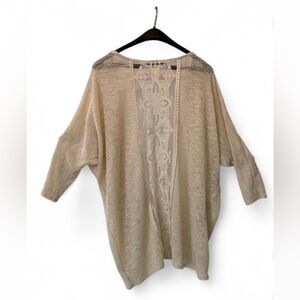 Boho Cottagecore Festival Country Indie Blue Rain Cream Lace cardigan S